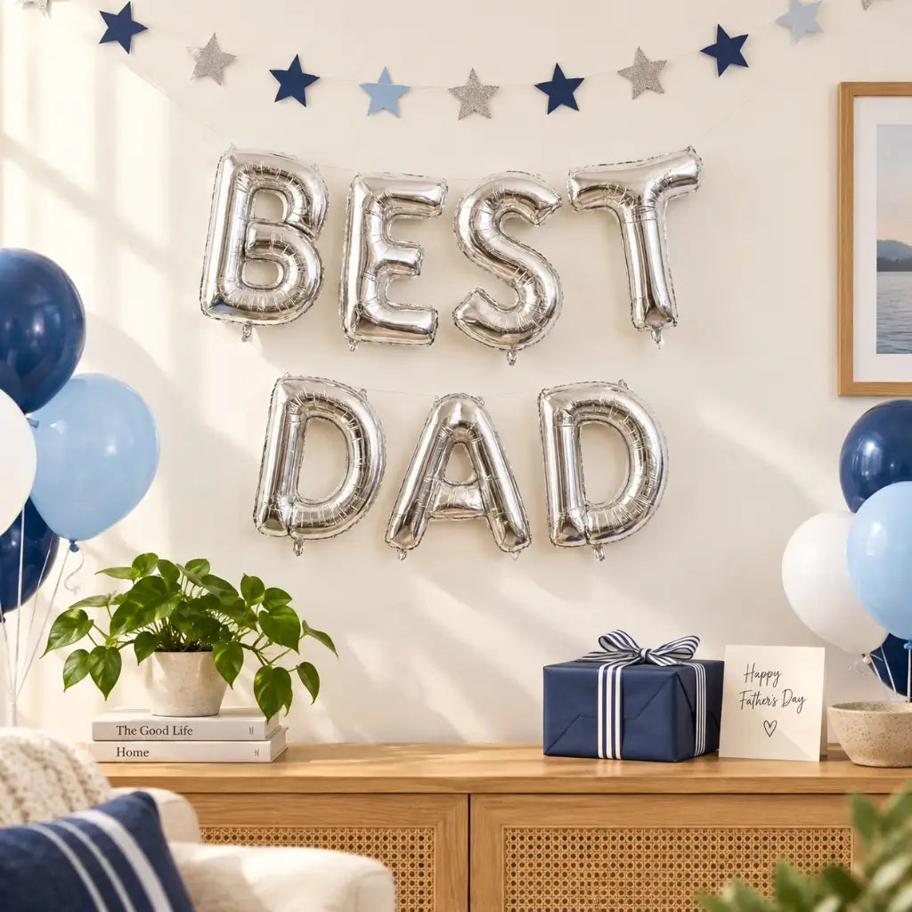 16-inch Silver BEST DAD Foil Balloon Banner