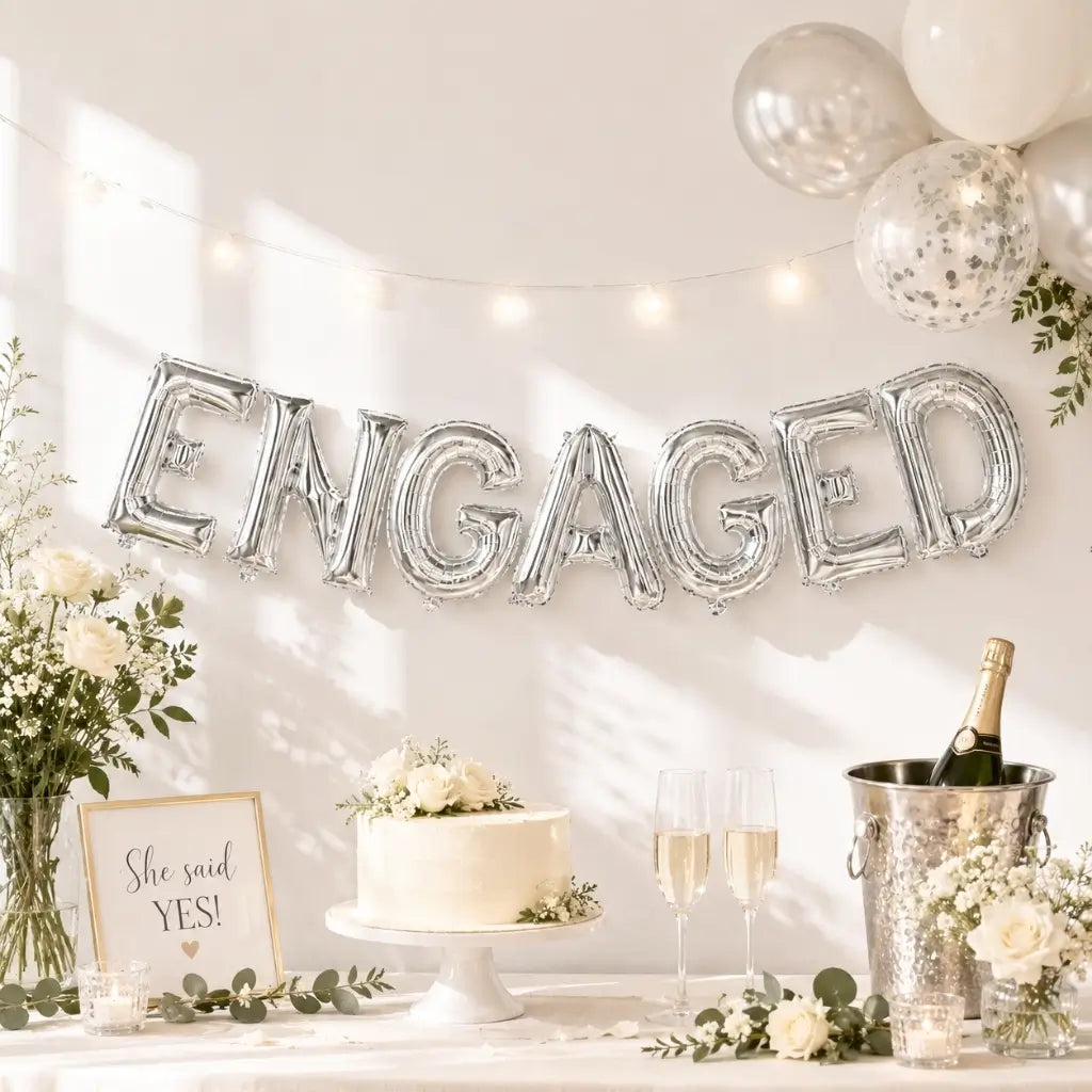 16-inch Silver ENGAGED Foil Balloon Banner