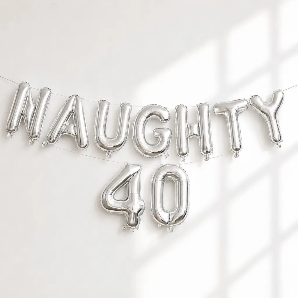 16-inch Silver 'NAUGHTY 40' Foil Balloon Banner