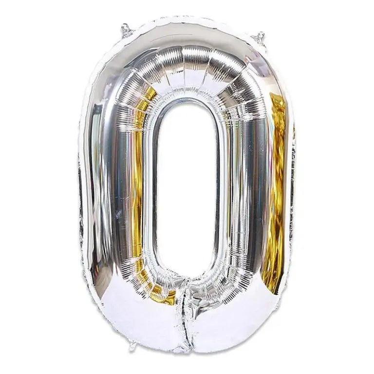 Online Party Supplies 16" Silver Number 0 - 9 Air Filled Foil Balloon - Party Decorations