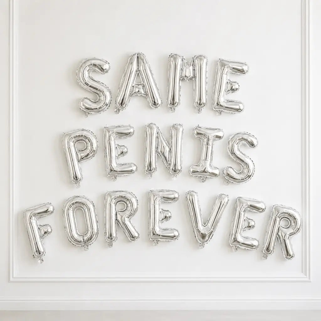 16-inch Silver SAME PENIS FOREVER Foil Balloon Banner