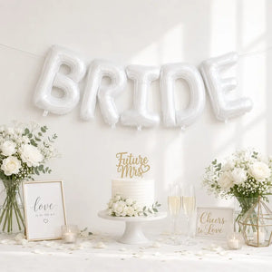 16-inch White BRIDE Foil Letter Balloon Banner