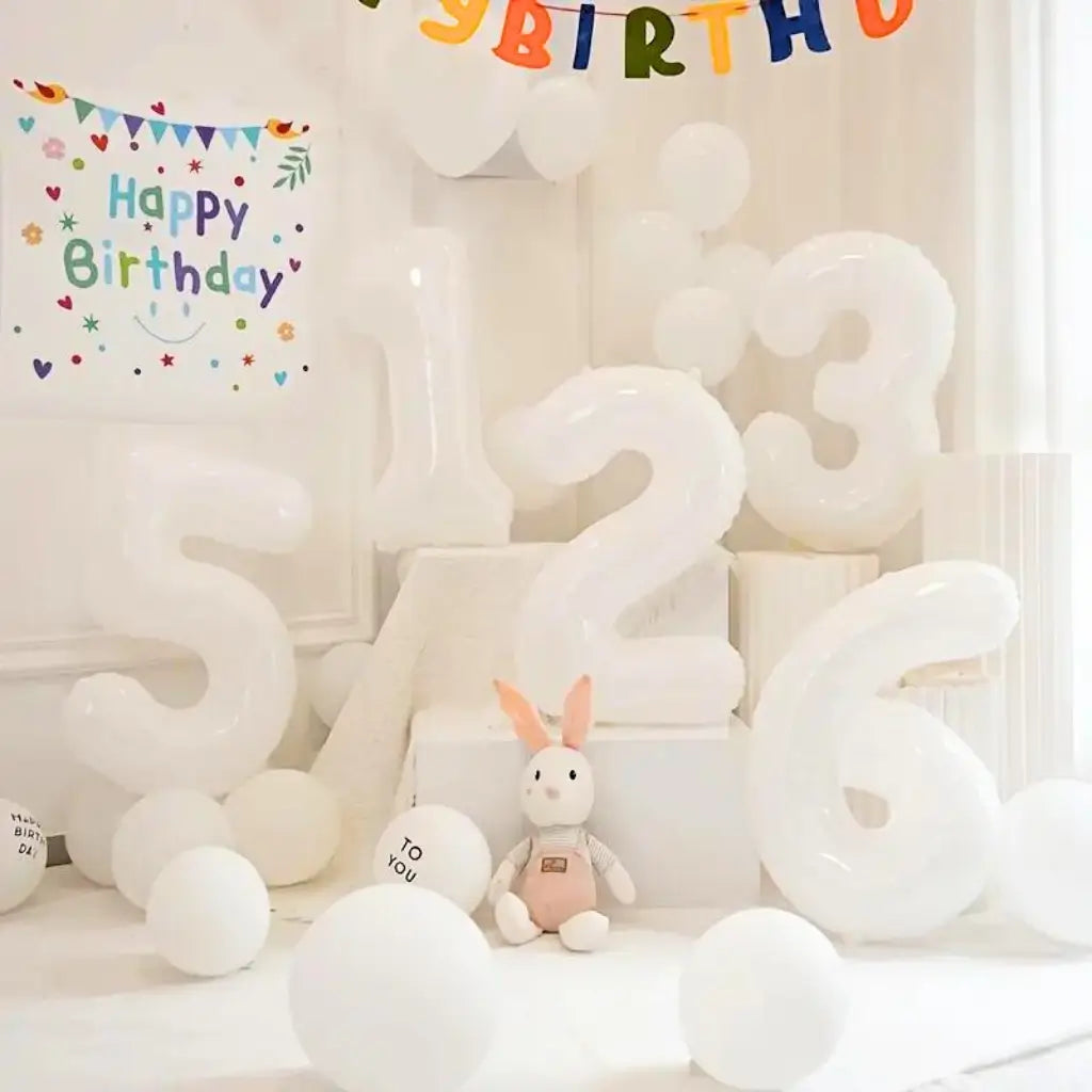 16 inch White 0-9 Number Foil Balloon