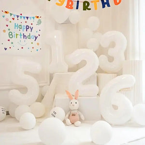 16-inch White Number  0-9 Foil Balloon