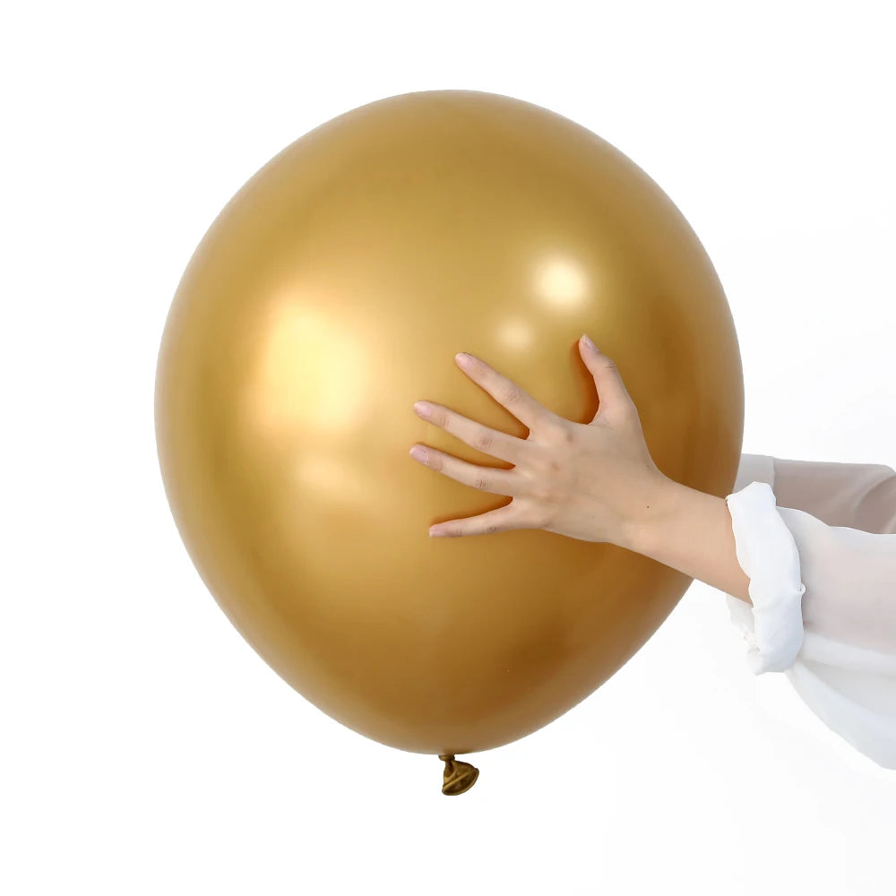 18-inch metallic Chrome Gold Latex Balloon