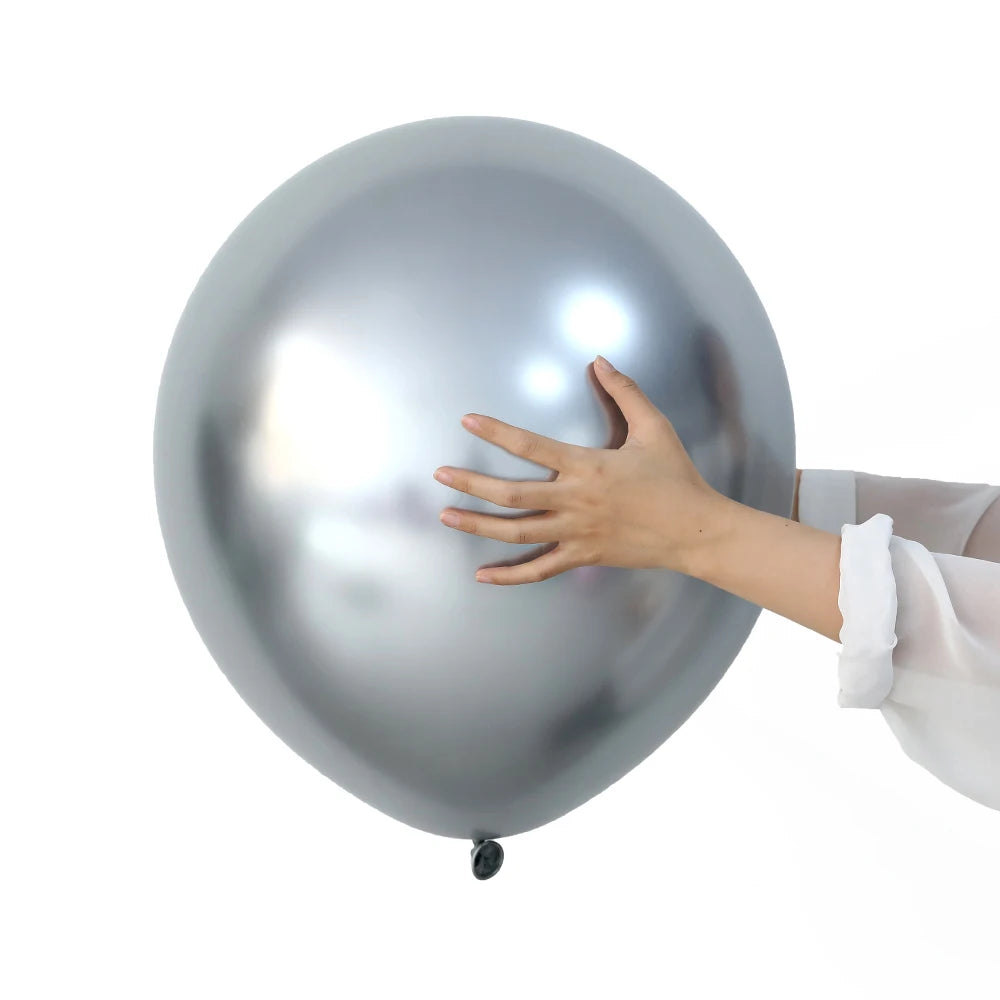 18-inch Metallic Chrome Silver Latex Balloon