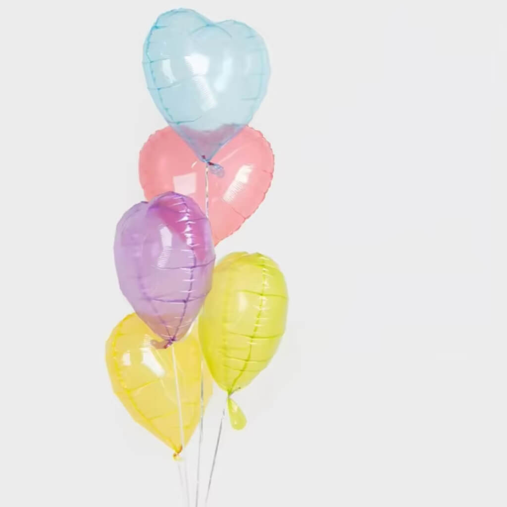 18" Crystal Clear Pastel Yellow heart Shaped Foil Balloon