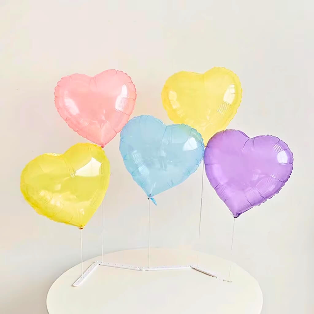 18" Crystal Clear Pastel Heart Shaped Foil Balloon assorted  colours