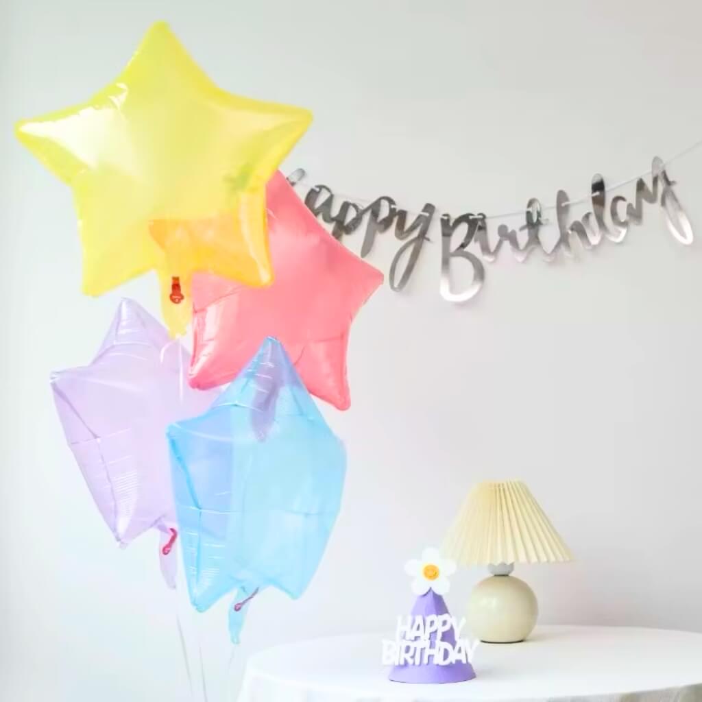 18" Crystal Clear Pastel Yellow Star Shaped Foil Balloon