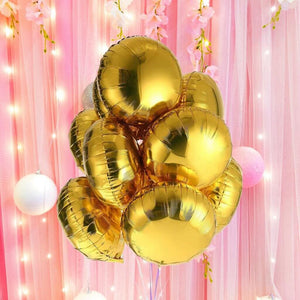 18-inch Round Gold Foil Balloon Bouquet 10 Pack