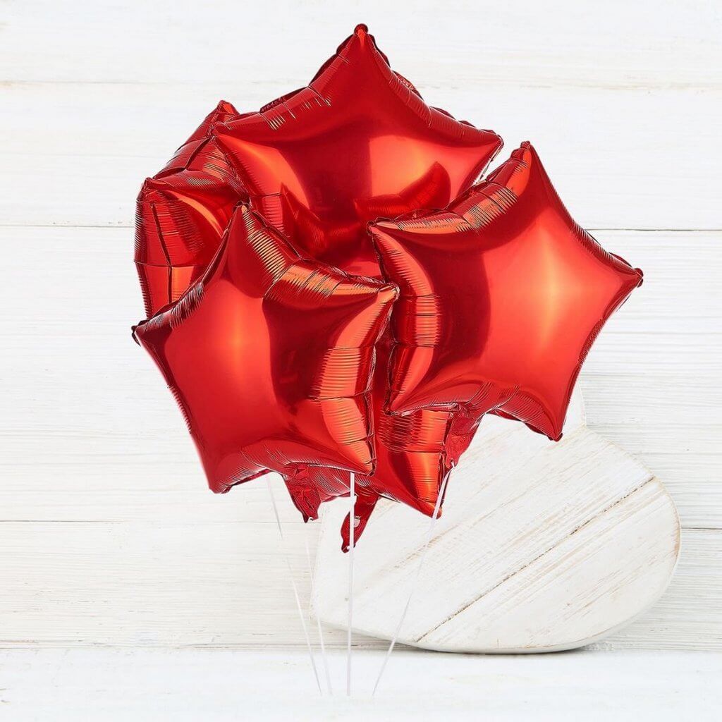 18-inch Red Star Foil Balloon Bouquet 10 Pack