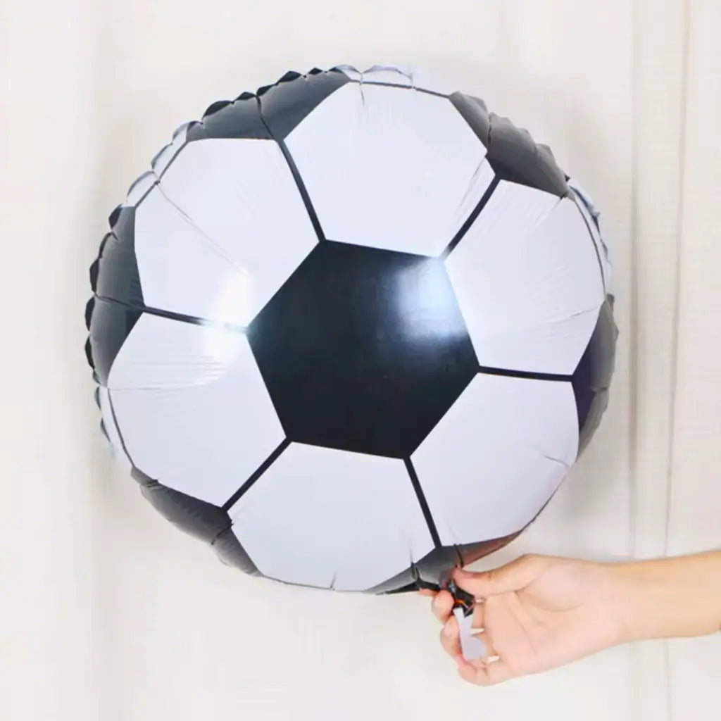 18-inch Black & White Soccer Ball Round Foil Balloon.