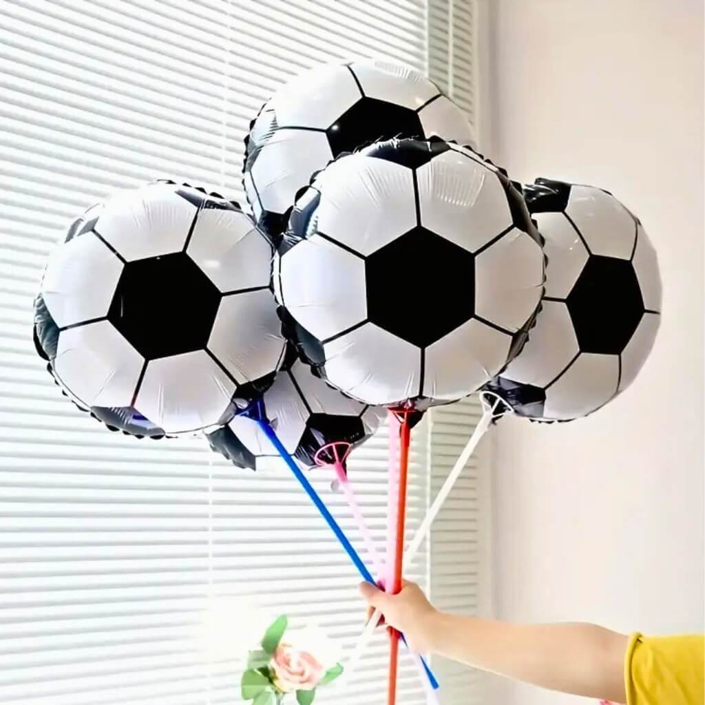 18-inch Black & White Soccer Ball Round Foil Balloon.