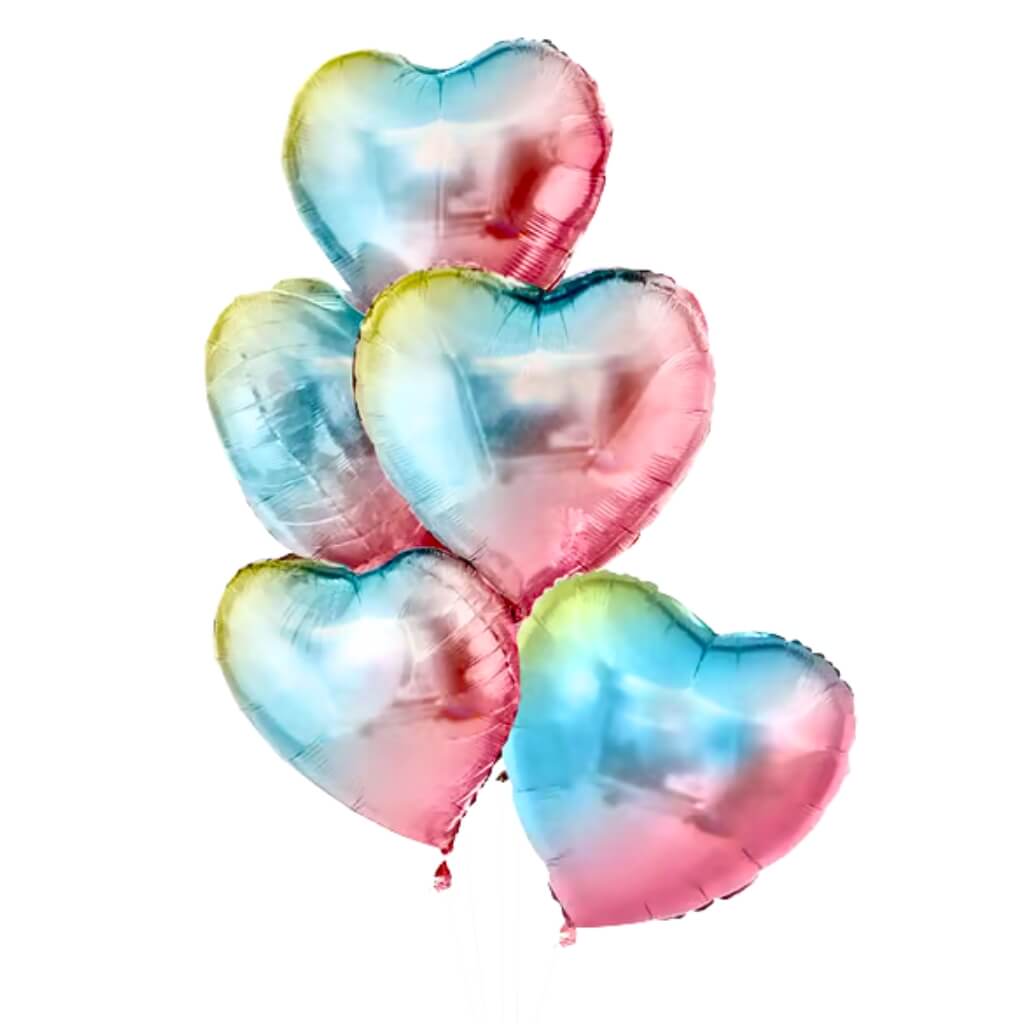 18" Pastel Iridescent Rainbow Heart Shaped Foil Balloon - Online Party Supplies