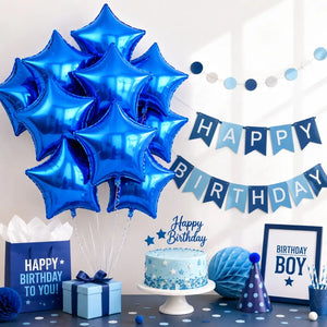 18-inch Dark Blue Star Foil Balloon Bouquet 10pk