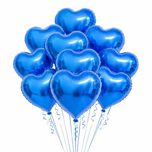 18-inch Blue Heart Foil Balloon Bouquet 10pk