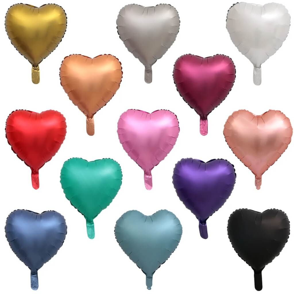 18-inch Metallic Chrome Heart Foil Balloon assorted colours