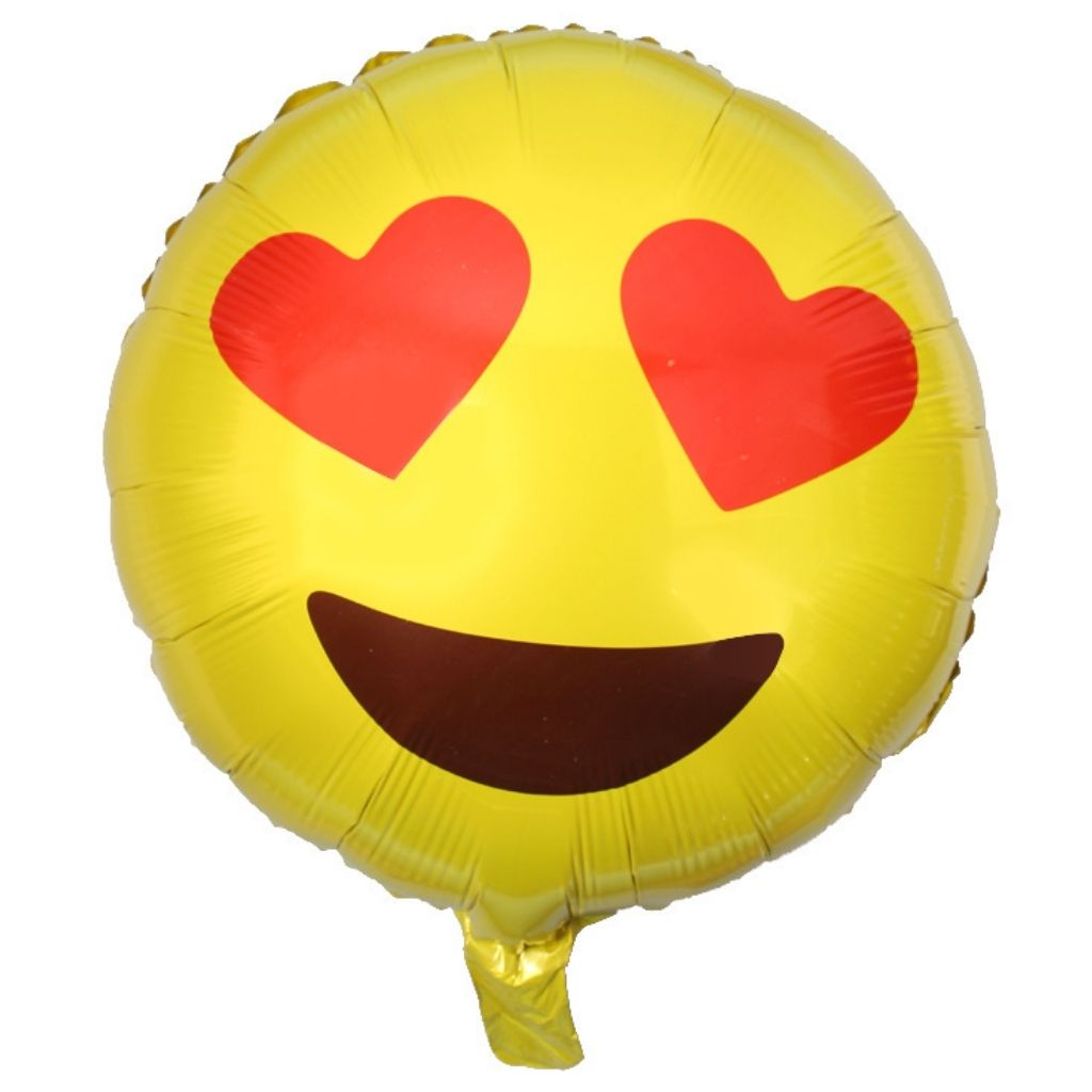 18-inch Gold Round Red heart eyes Emoji Face Foil Balloon