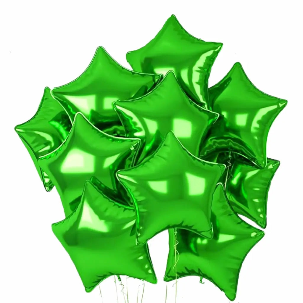 18-inch Green Star Foil Balloon Bouquet 10pk