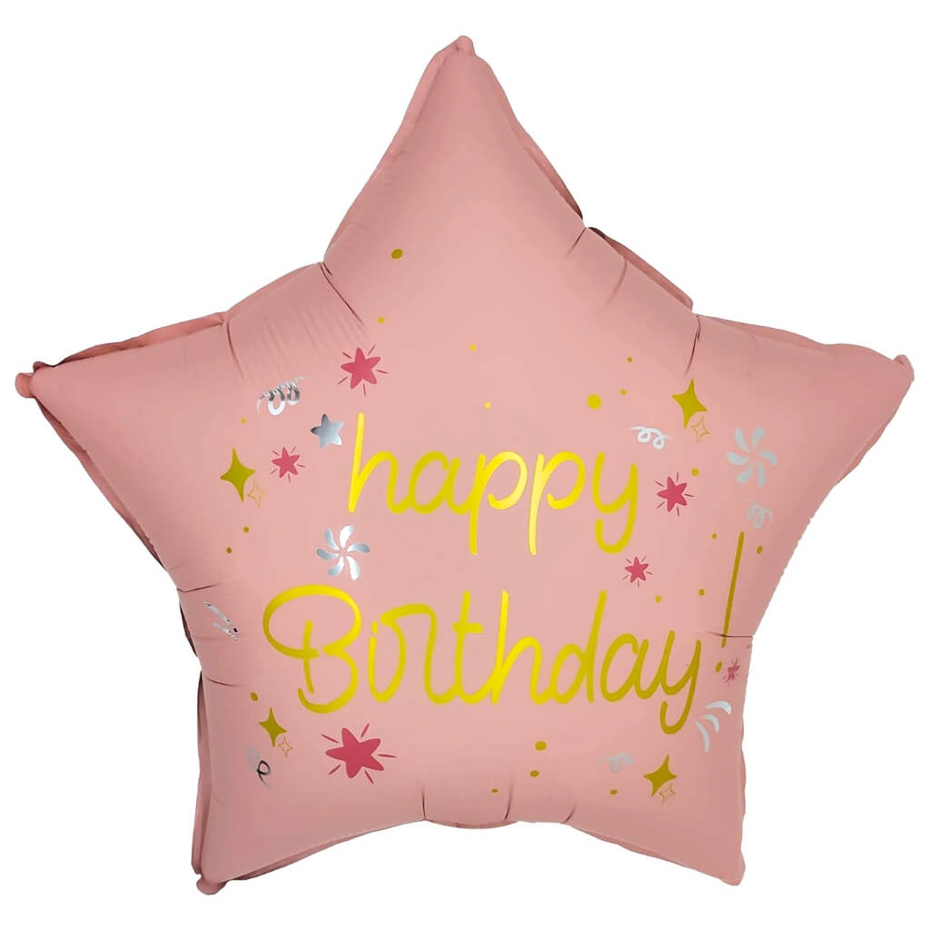 18-inch Happy Birthday Pink Star Foil Balloon