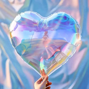 18inch Iridescent transparent clear foil heart balloon