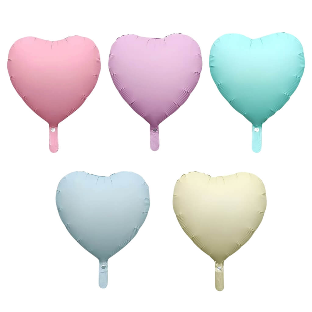 18-inch Matte Pastel Heart Foil Balloon – 5 Colours