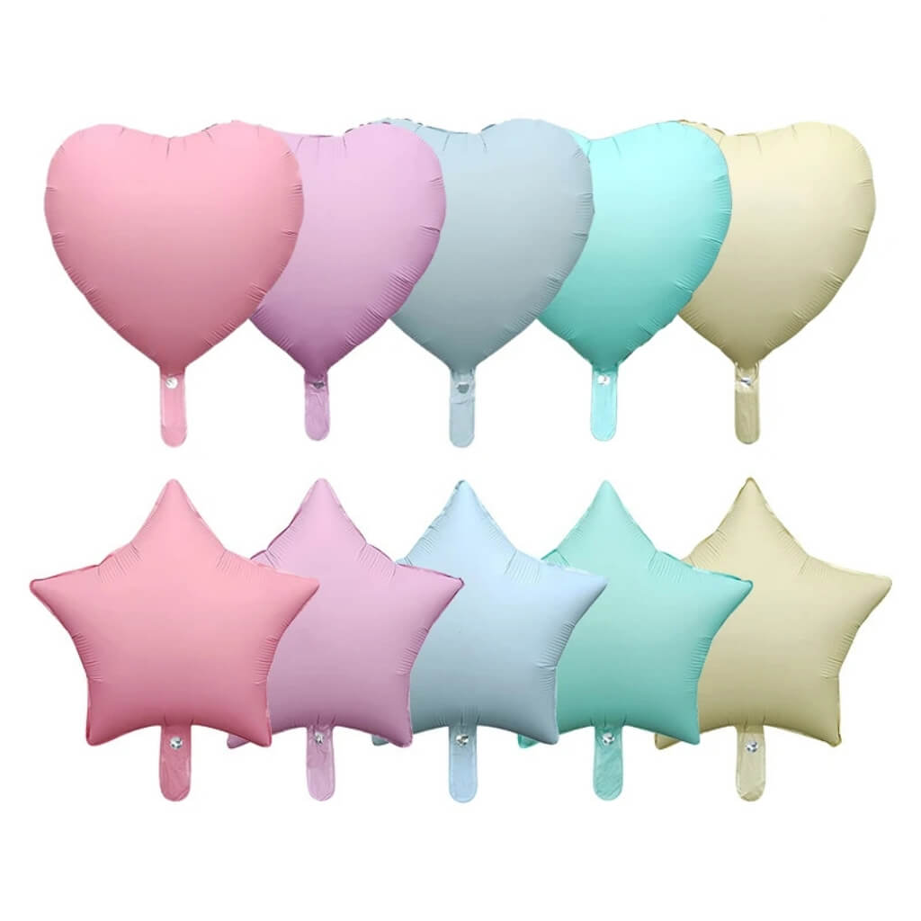 18 inch matte pastel  heart star foil balloons arty decorations