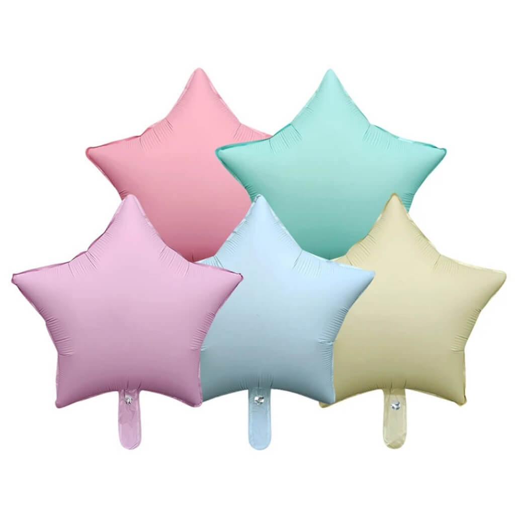 18-inch matte pastel star assorted colour foil balloon