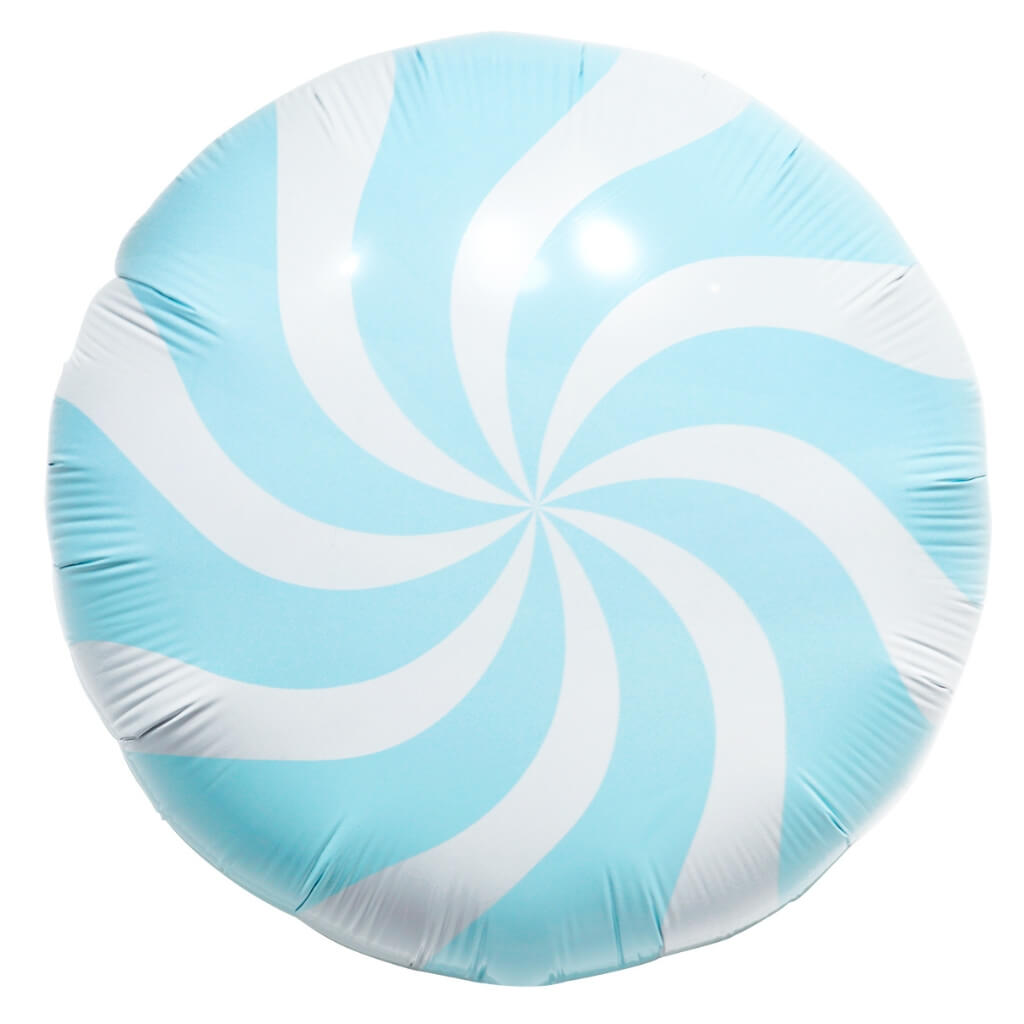 18-inch Pastel blue Round Lollipop Foil Balloon - Swirly Candy Party Decor