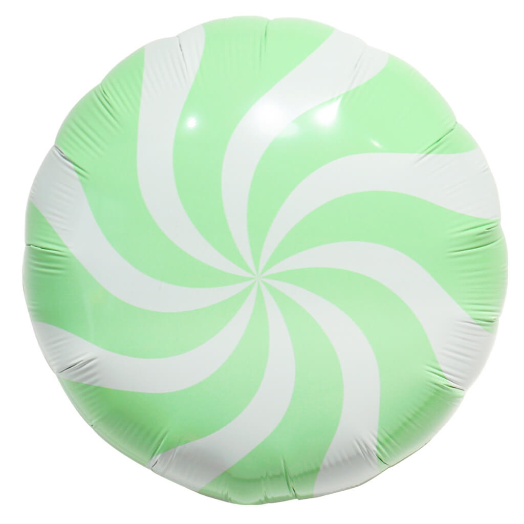 18-inch Pastel green Round Lollipop Foil Balloon - Swirly Candy Party Decor