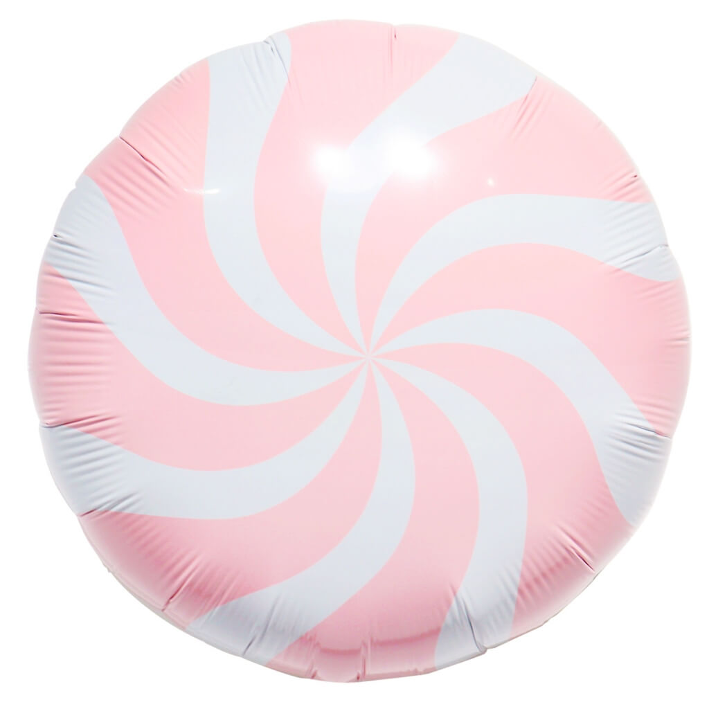 18-inch Pastel baby pink Round Lollipop Foil Balloon - Swirly Candy Party Decor