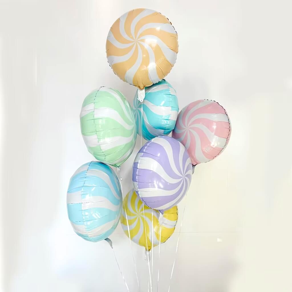 18-inch Pastel Round Lollipop Foil Balloon - Swirly Candy Party Decor