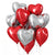 18-inch Silver & Red Heart Foil Balloon Bouquet 10pk