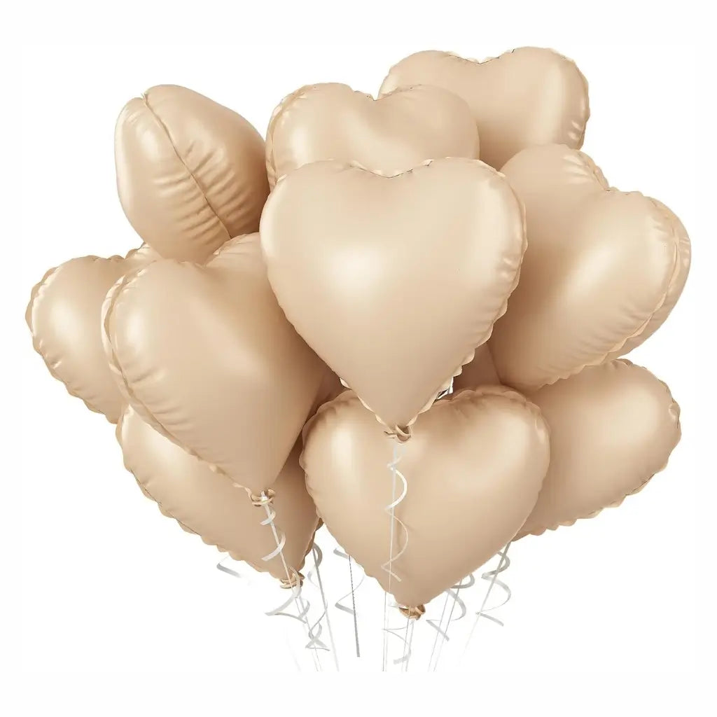 18-inch Retro Matte Caramel Heart Foil Balloon Bouquet 10pk