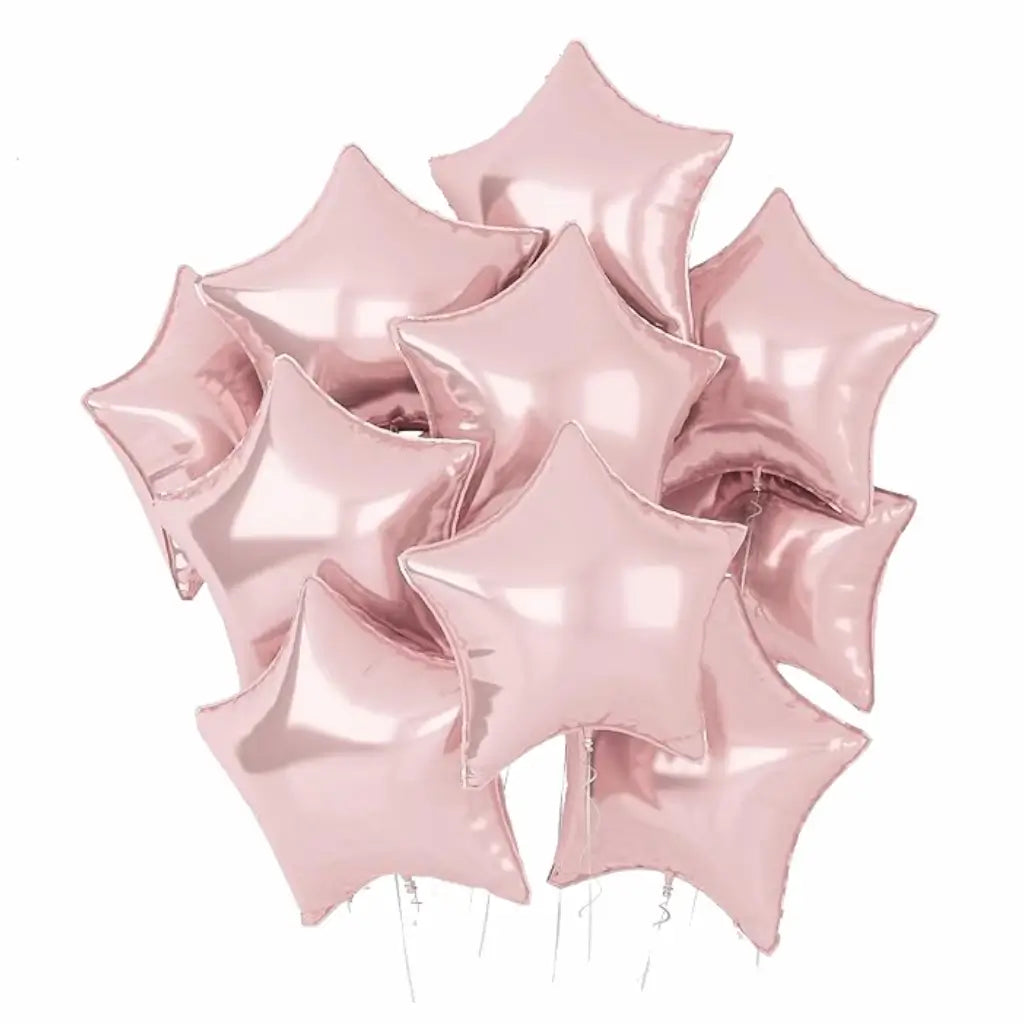 18-inch Retro Matte Pink Star Foil Balloon Bouquet 10pk