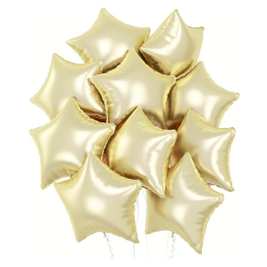 18inch White Gold Star Foil Balloons 10pk