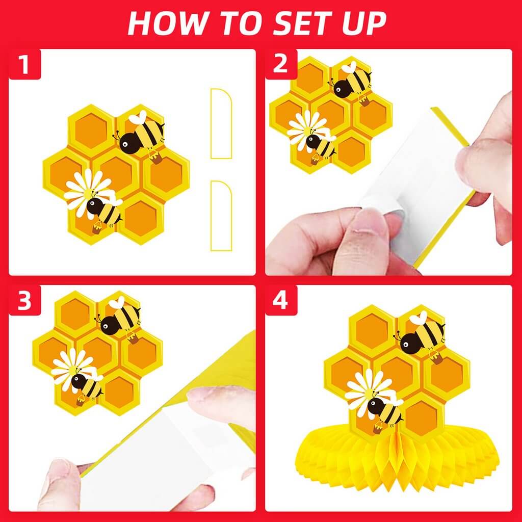 Honey Bee Honeycomb Table Centrepiece Decorations 9 Pack