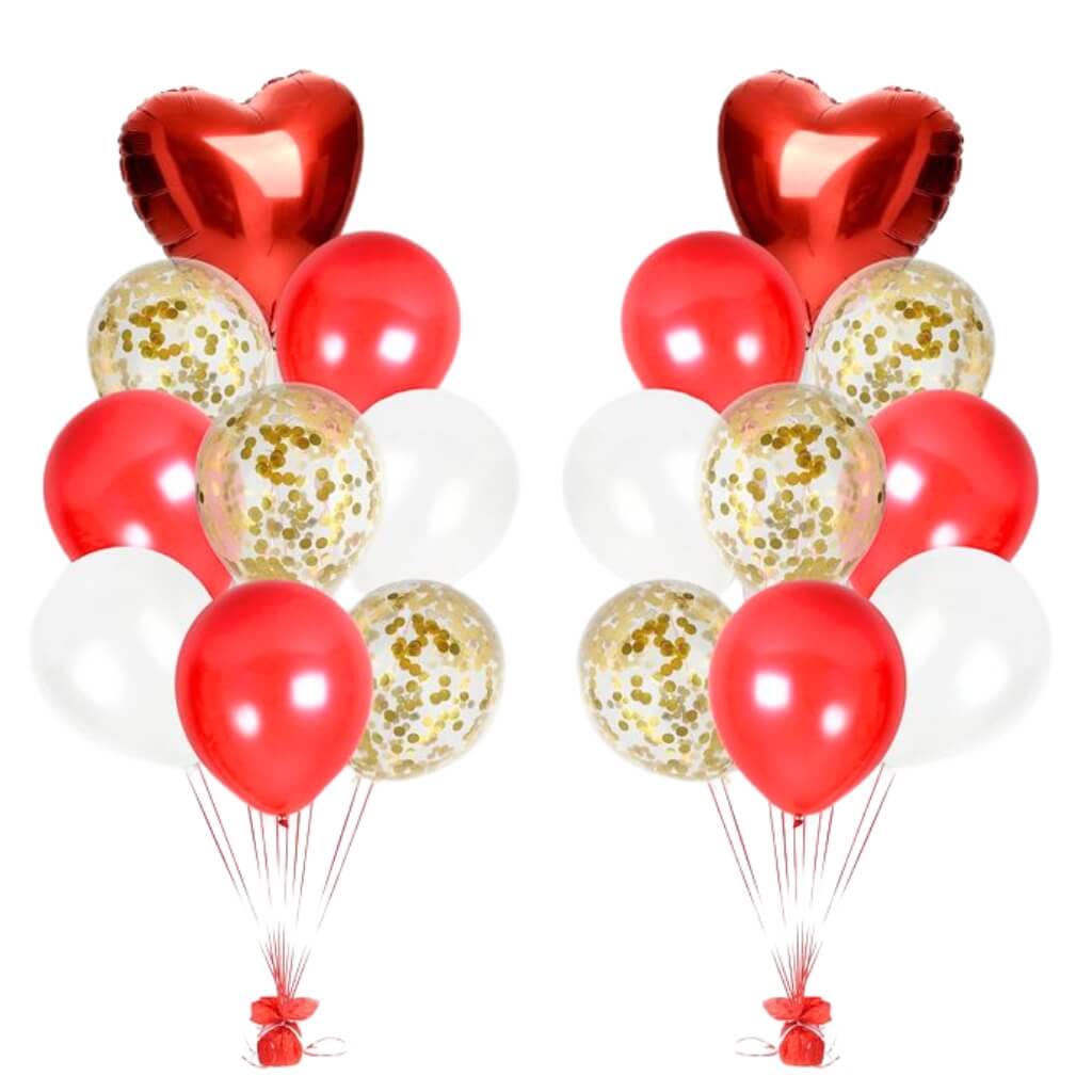Red Heart & Confetti Balloon Bouquet 18pk