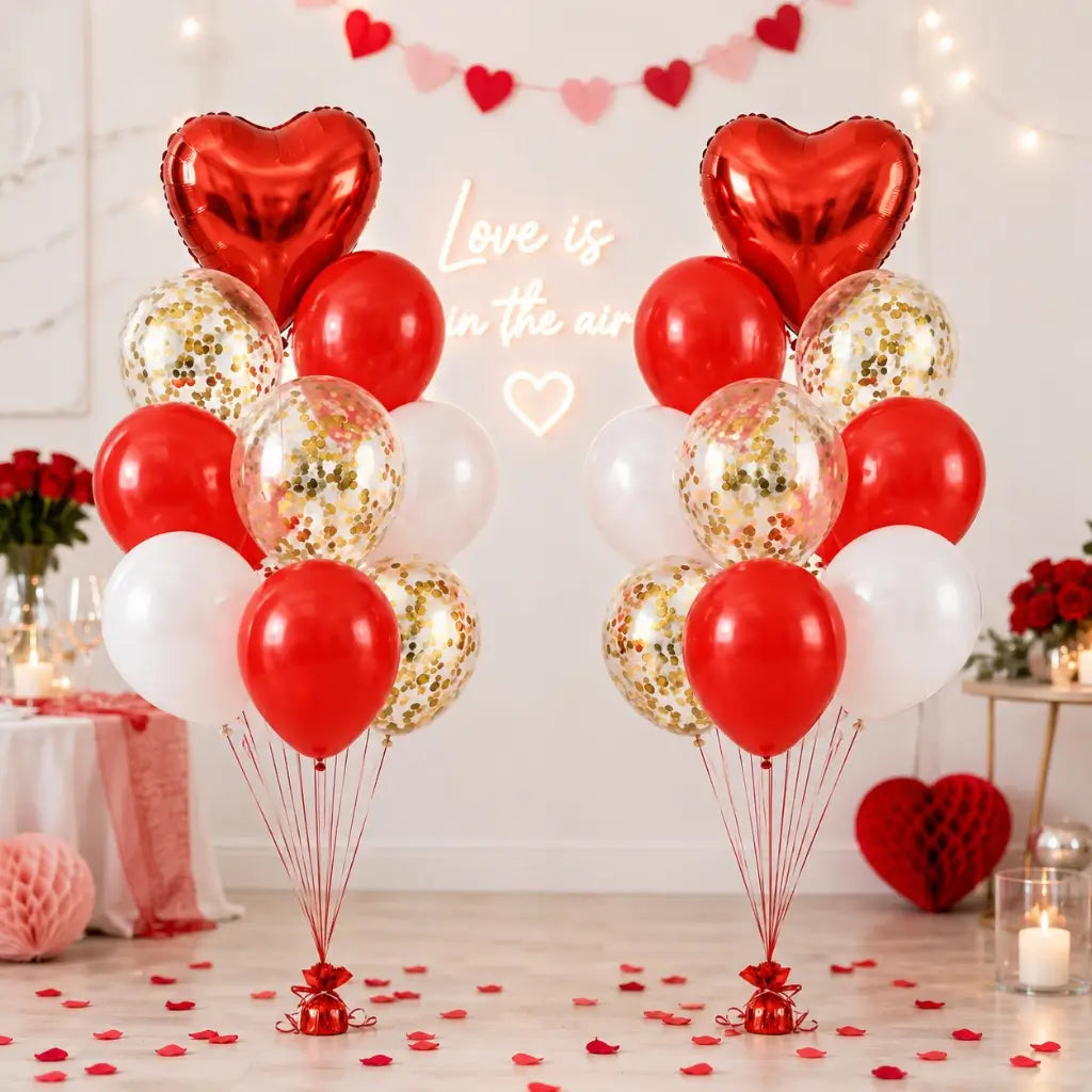 Red Heart & Confetti Balloon Bouquet 18pk