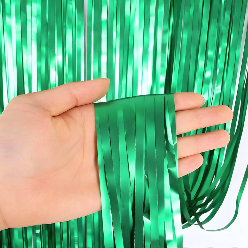 Matte Finish Foil Fringe Curtain - Green