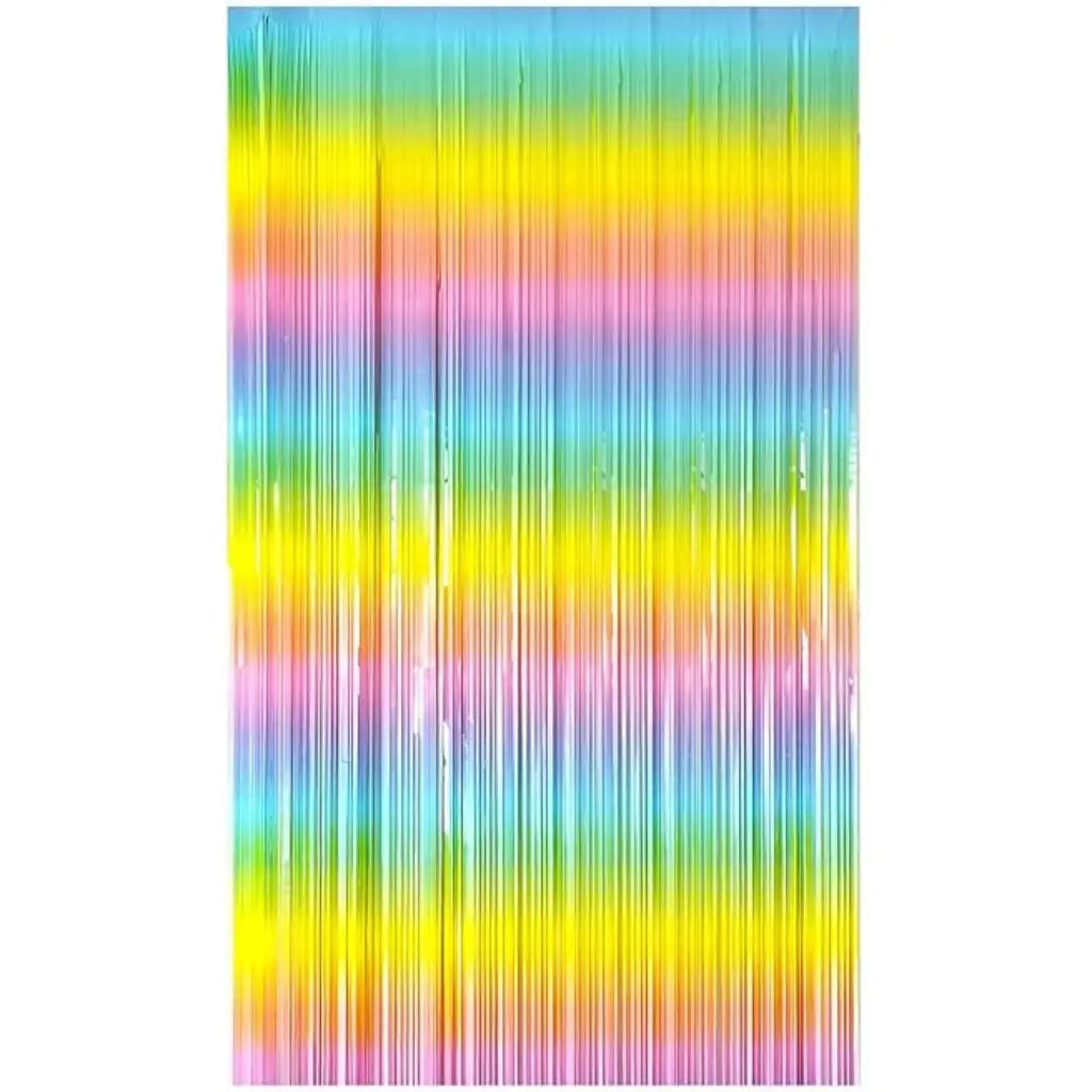1m x 2m Pastel Macaron Rainbow Tinsel Fringe Backdrop Foil Curtain