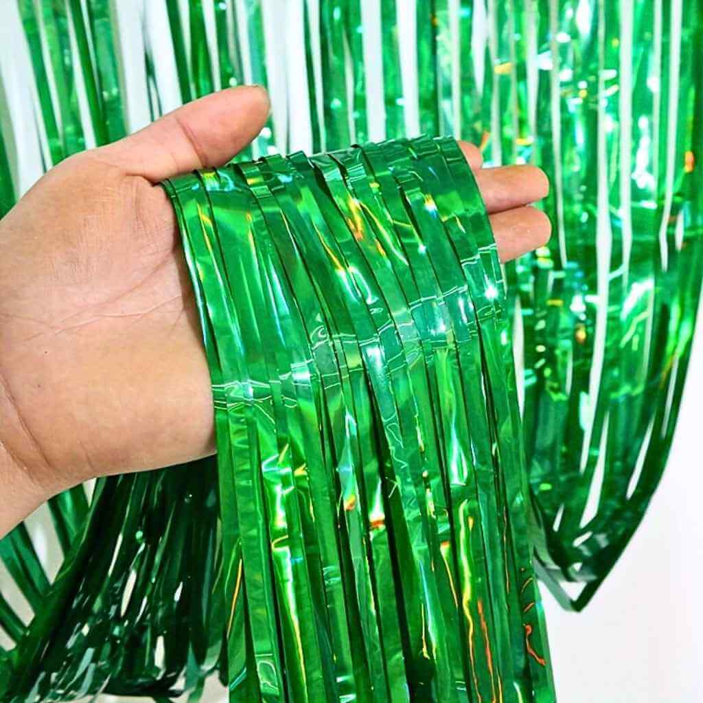 Shimmer Green Foil Rain Fringe Curtain
