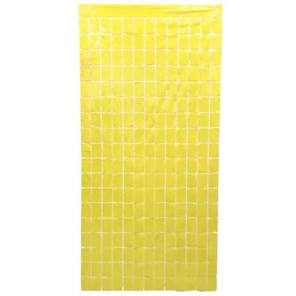 Square Tinsel Foil Fringe Curtain - Pastel Yellow