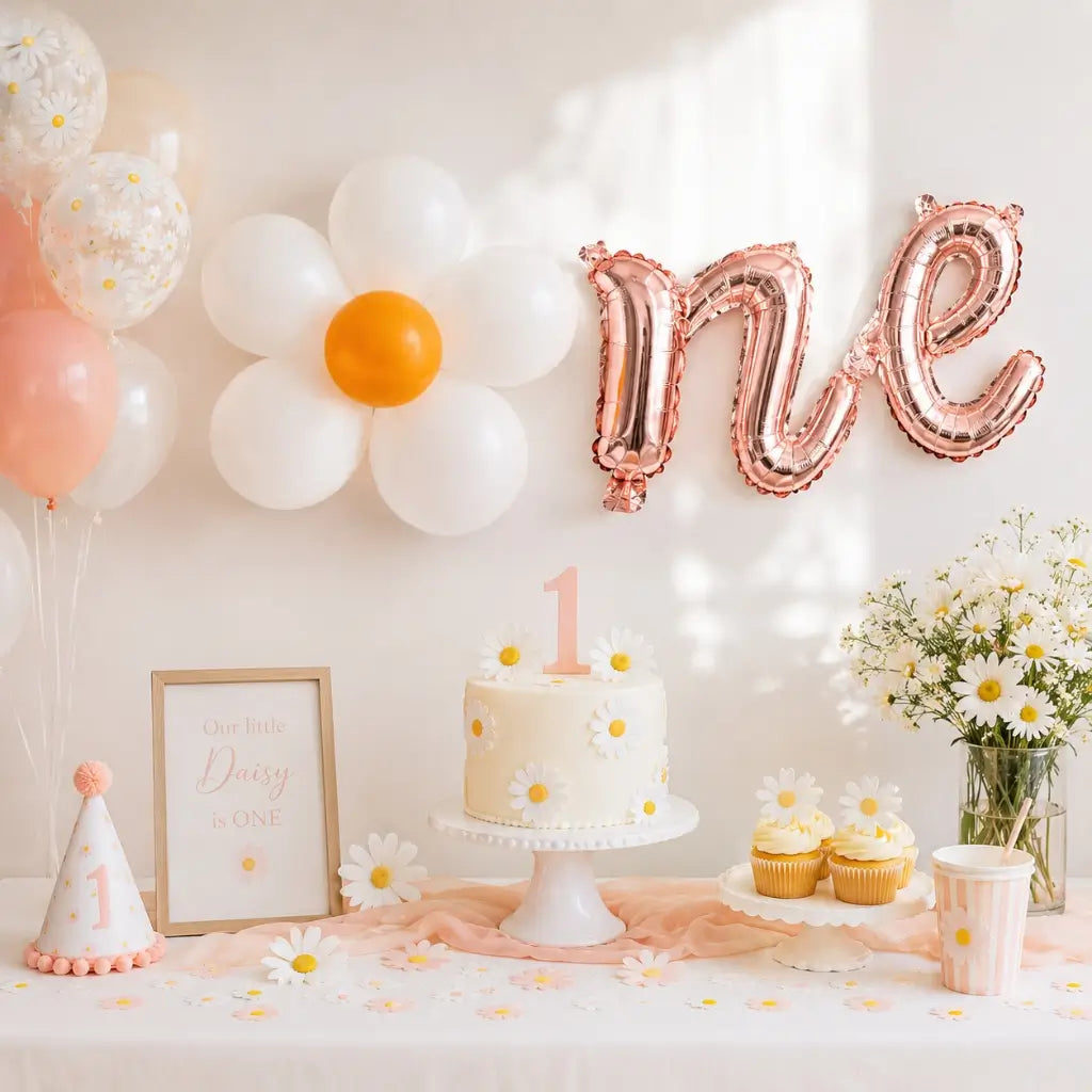 Rose Gold Groovy One Birthday Foil Balloon Banner