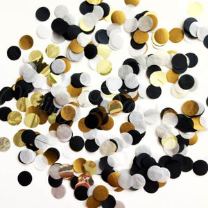 Gold Black White Foil Confetti – 1.5cm Round Party Table Scatters 20g