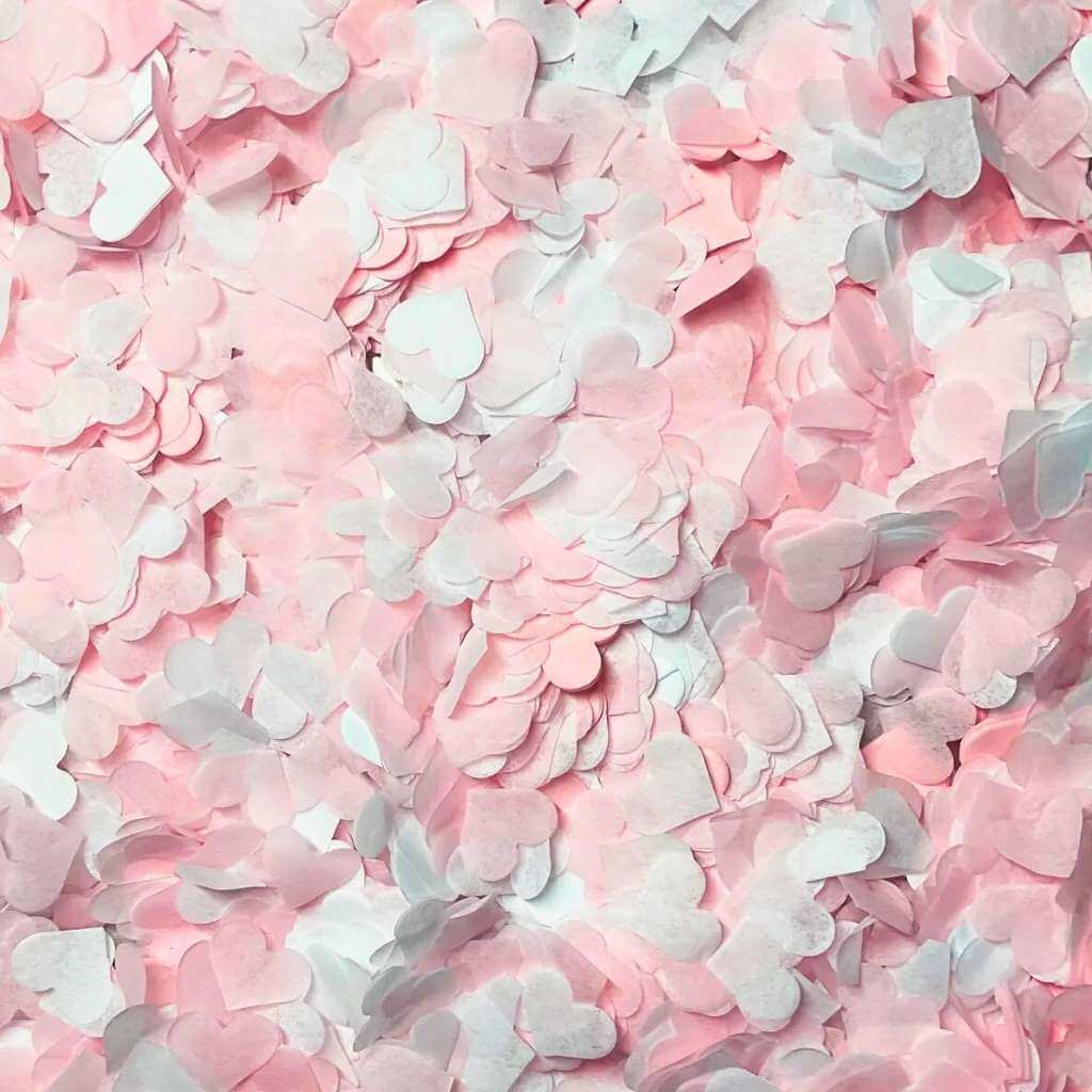 Baby Pink & White Heart Paper Confetti – 20g Table Scatters