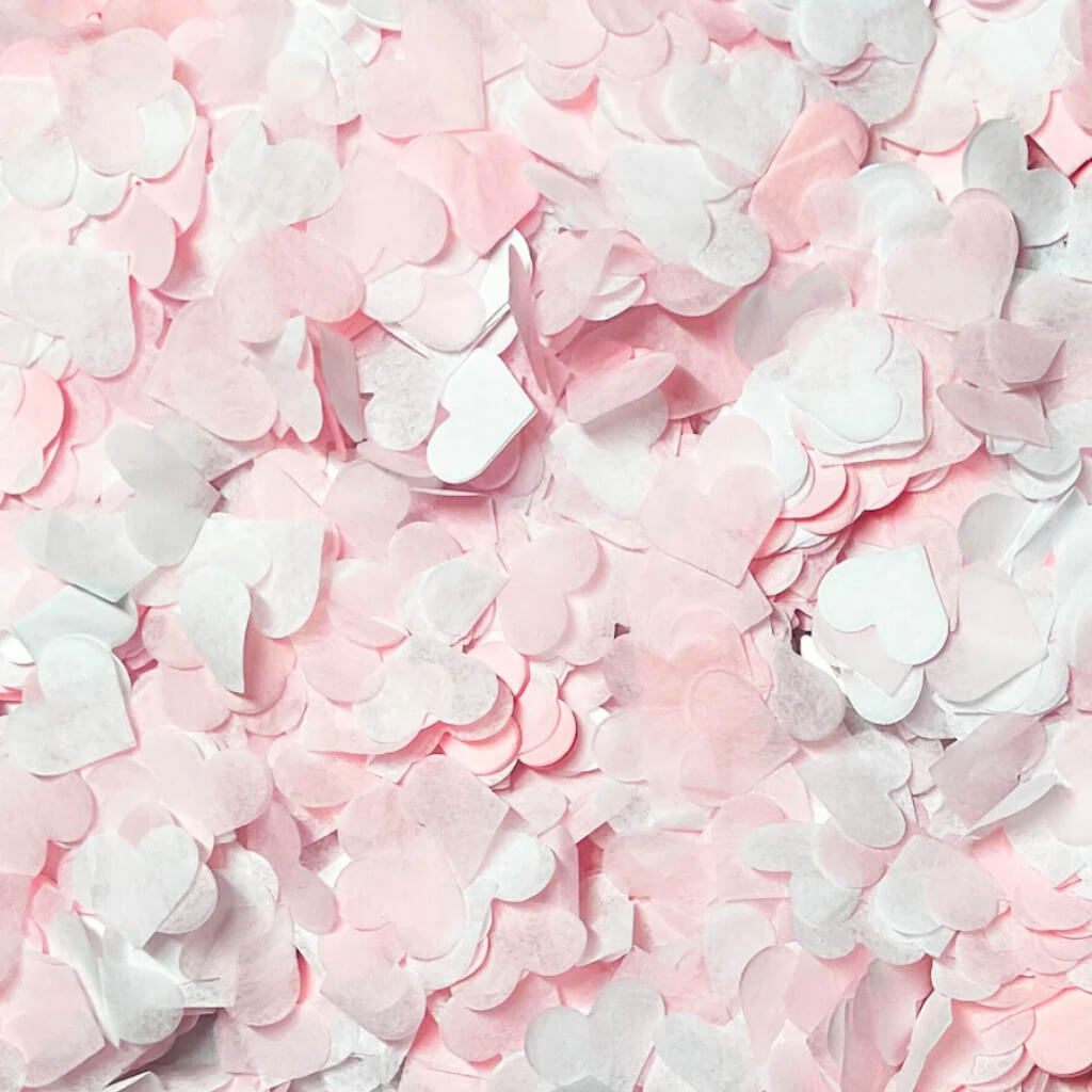 Baby Pink & White Heart Paper Confetti – 20g Table Scatters