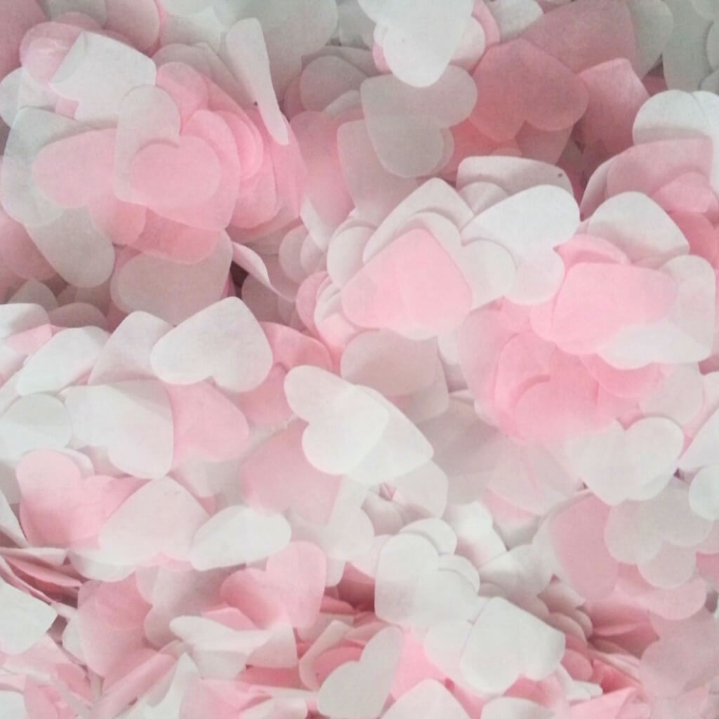 Pink & white Heart Tissue Paper Confetti 20g Pack