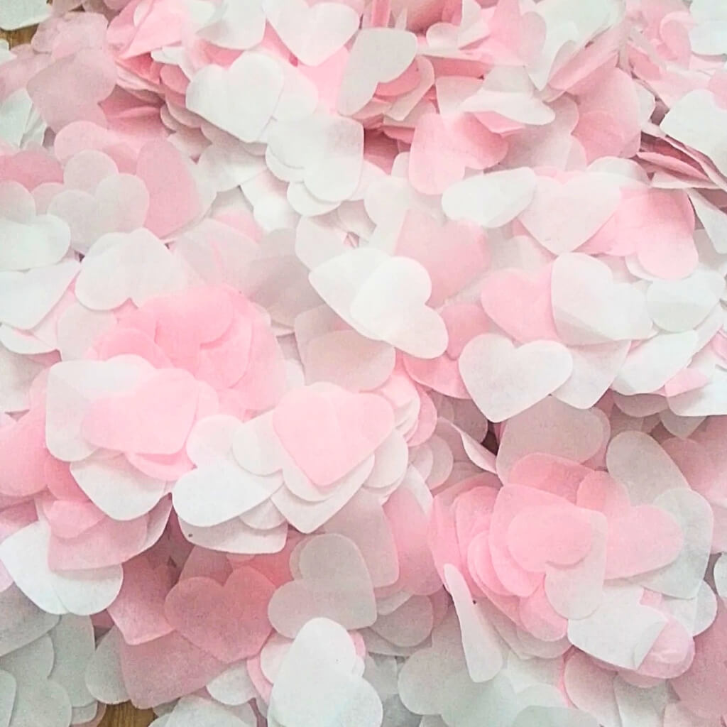 Pink & white Heart Tissue Paper Confetti 20g Pack