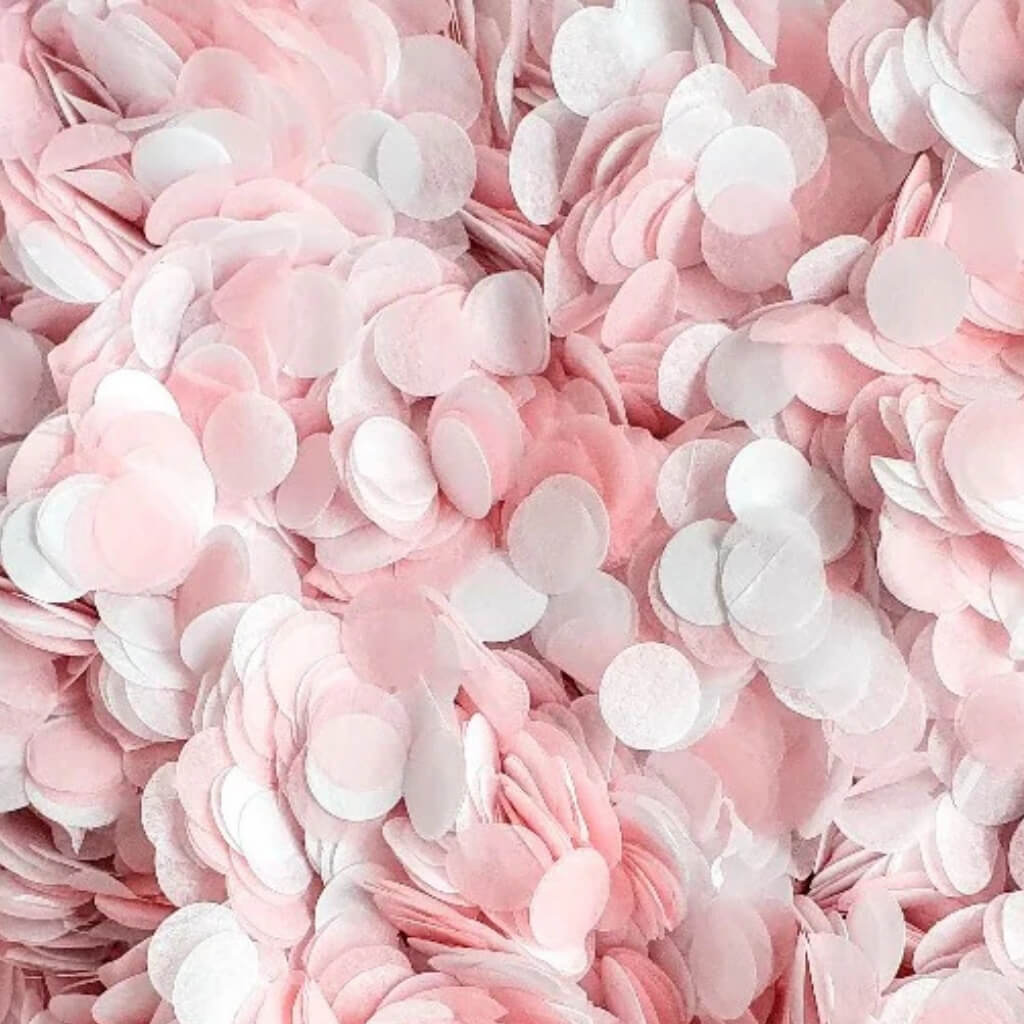 Baby Pink & White Round Tissue Paper Confetti 20g table decorations